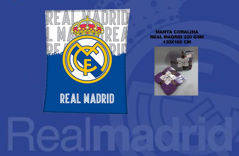 Manta viaje Real Madrid| manta sofá Real Madrid barata |Manta coralina