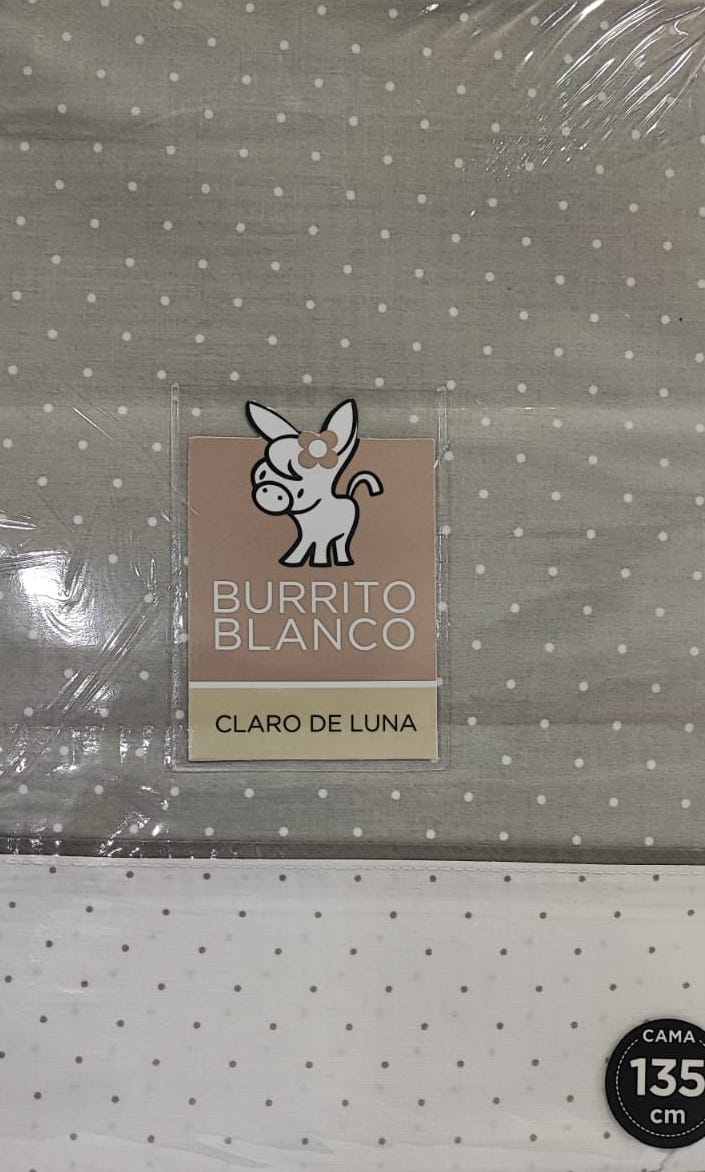 Juego Sábanas Burrito Blanco Gris EstiloHogar ®
