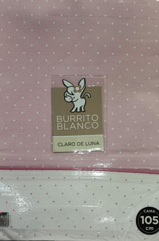 Juego Sábanas Burrito Blanco Puntos Rosa