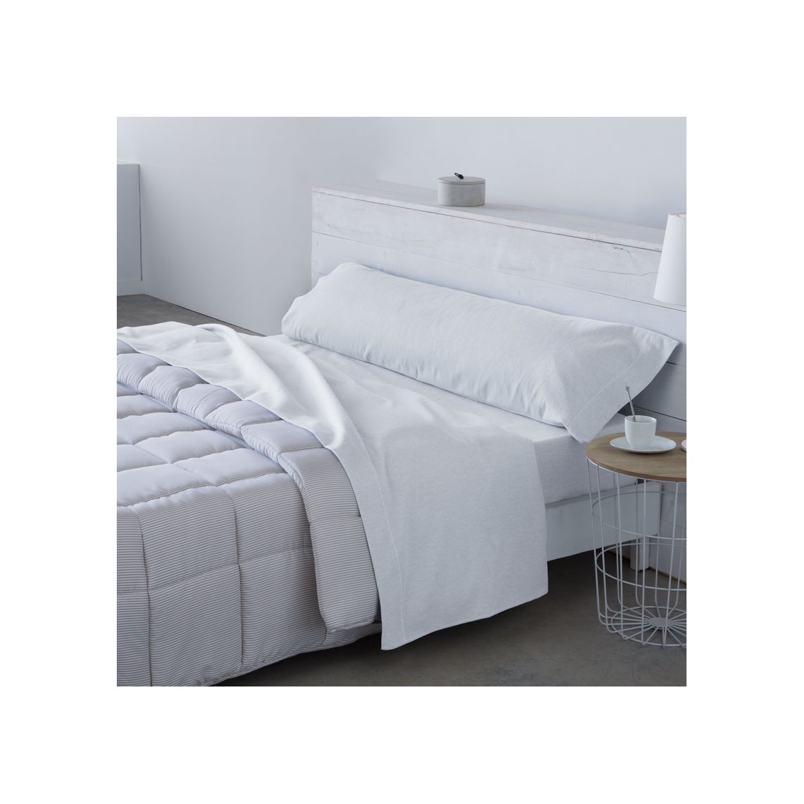 Juego de sábanas franela blanco cama de 150/160 100% algodón