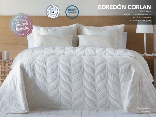 Edredón Terciopelo Reversible Corlan Blanco Cañete